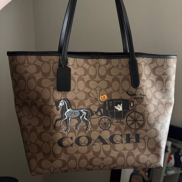Coach City Tote In Signature Canvas With Halloween - Picture 1 of 8